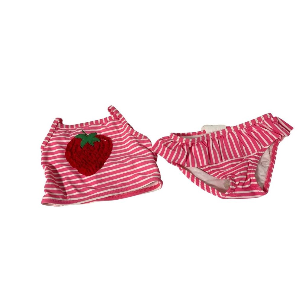 Crazy Eight Girls Infant baby Size 12 18 months Pink White Striped 2 Piece swims